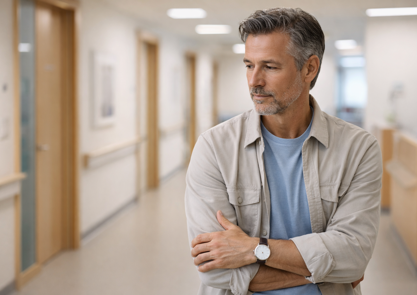 Nachdenklicher Mann im Krankenhaus