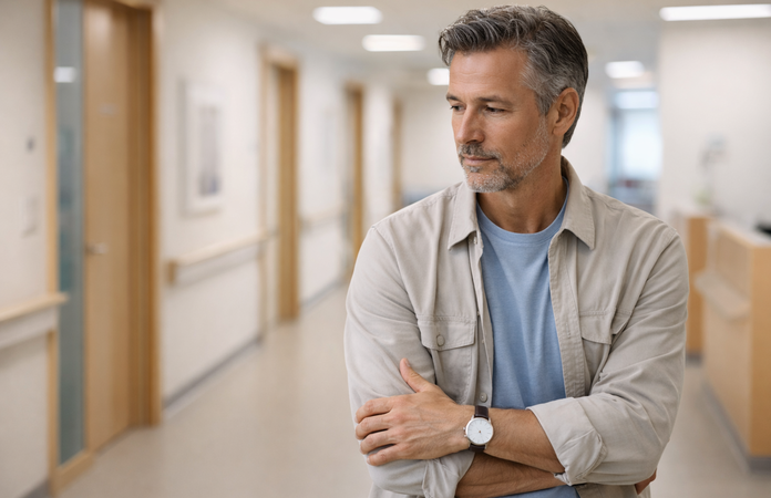 Nachdenklicher Mann im Krankenhaus