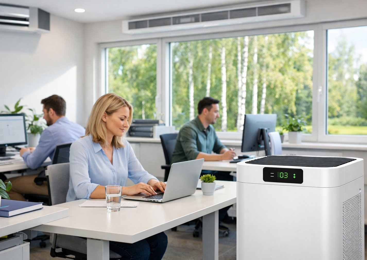 Luftreiniger in Büros können von Allergien betroffene Mitarbeitende entlasten